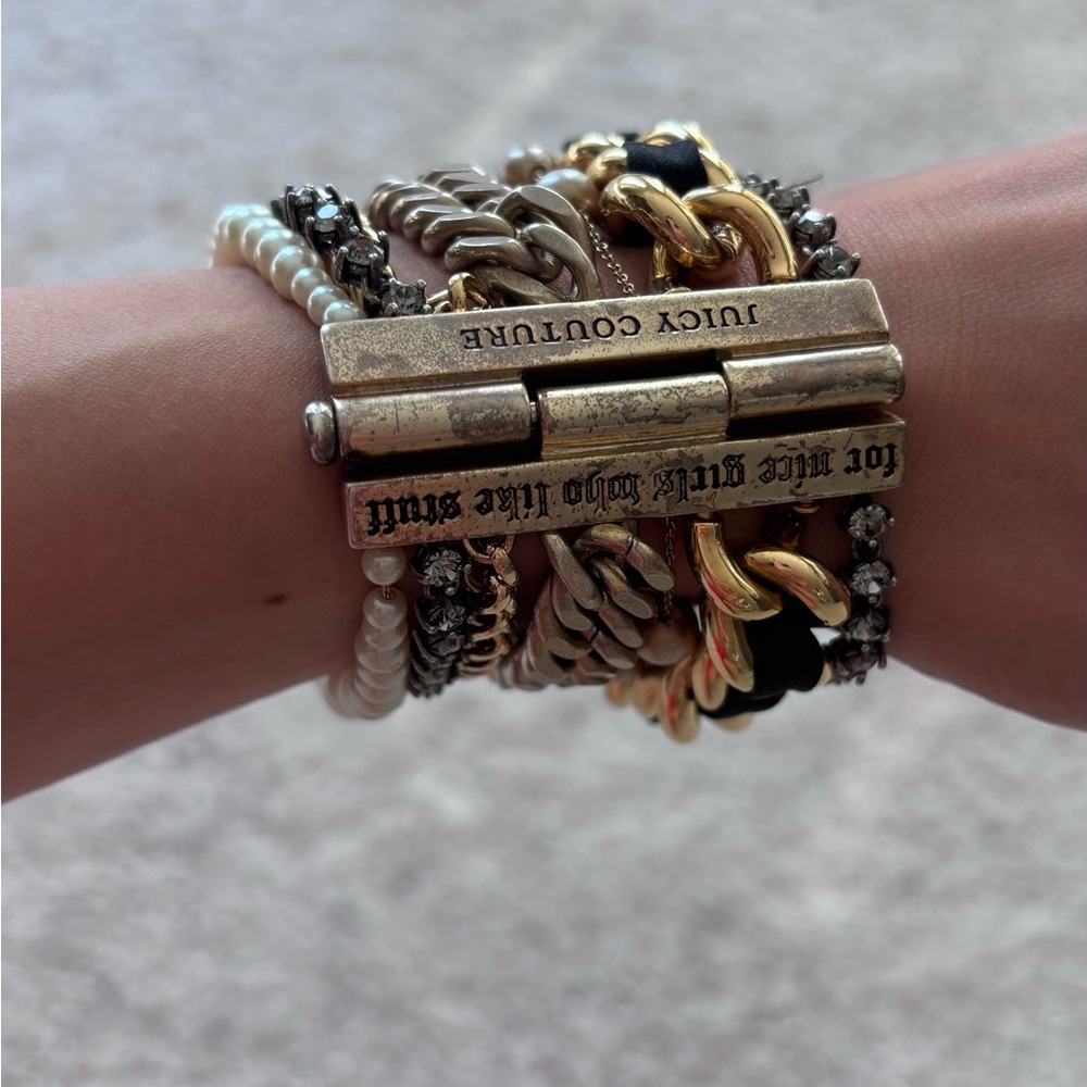 Juicy Couture Gold and Black Multi Strand Mixed Bracelet